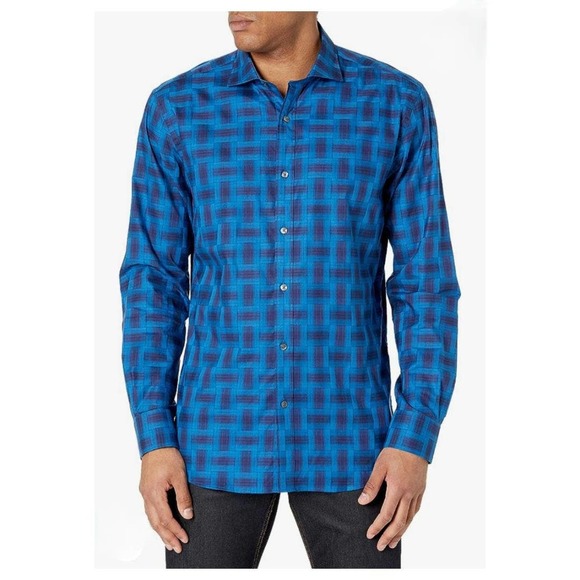 Bugatchi Other - Bugatchi Men's Shaped Fit Geo Print Long Sleeve Button Down Cotton Shirt